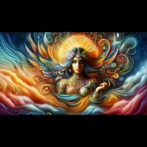LUMINOUS DIVINITY: GUARDIAN OF THE COSMIC FLAME-Designed by Templatesmountain